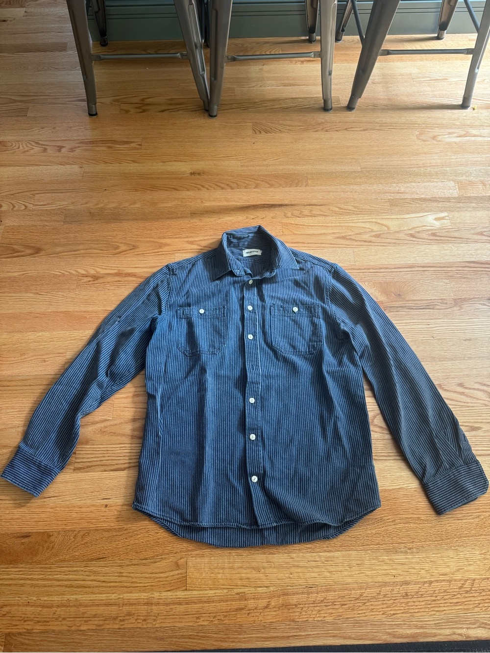 Taylor Stitch Navy Blue Pinstripe Button-Down Shirt